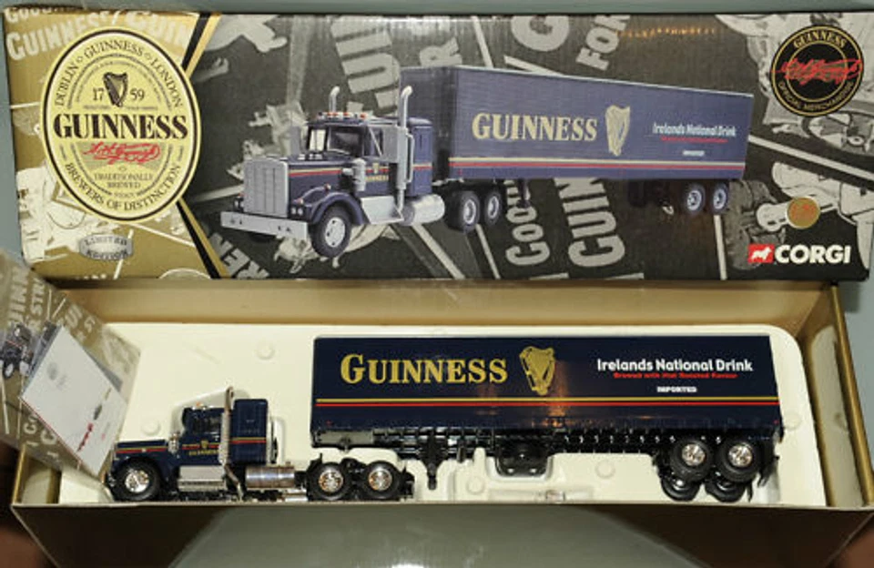 (PRL) CORGI GUINNESS KENWORTH T925 W/ SEMI BOX TRAILER TIR CAMION 1:50 REF 55801 - Immagine 1 di 1