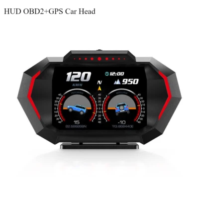 HUD OBD2+GPS Car Head Up Digital Display Gauge Speedometer Turbo RPM Alarm Temp - Image 1 of 4
