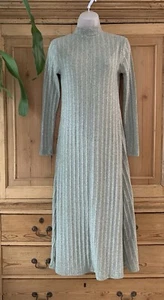 ZARA langes grünes Rippstrickkleid | Langarm hochgeschlossen | Damen Größe M - Bild 1 von 9