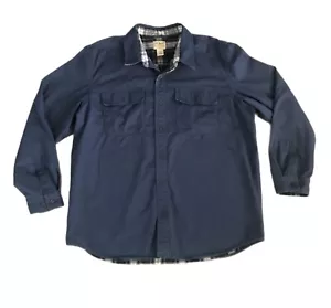 LL Bean Mens Flannel Lined Hurricane Button Up Shirt Jacket Shacket Blue Size XL - Picture 1 of 9