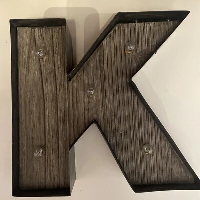 Rustic Metal Marquee Letter "K” Light Up 9” Barnwood Adirondack Barn Chic Farm - Image 1 of 4