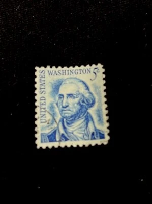 George Washington 5 Cent Blue US Postage 1967 Used Stamp Amazing Condition - Image 1 of 3