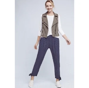 Anthropologie Saturday Sunday Lobelia Joggers Polka Dotted Women Pants Blue XS - Picture 1 of 4