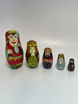 Juego de 5 muñecas rusas de madera vintage de modelos auténticos Foto 1 de 4