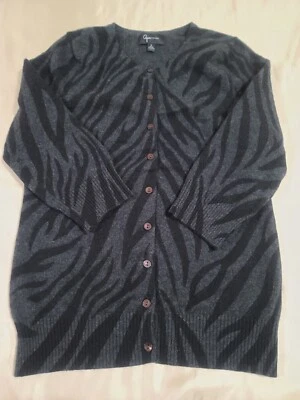 Cárdigan suéteres Aqua %100 cachemir para mujer mangas M 3/4 cuello redondo negro y gris Foto 1 de 4