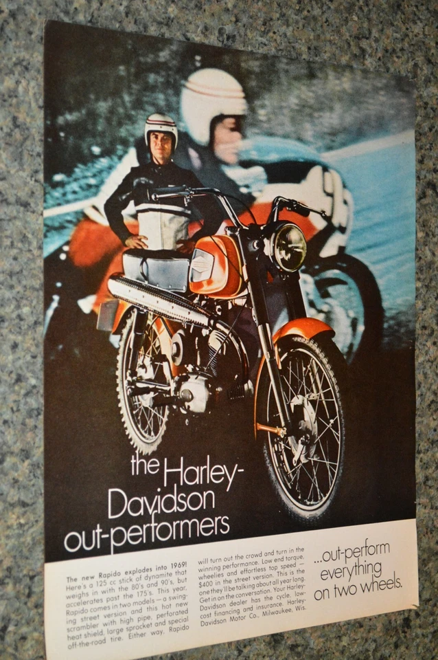Harley Davidson Rapido 125 1969 anuncio original impreso anuncio 69 Leggero Foto 1 de 1