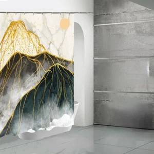 Luxury Marble Shower Curtain Gold Modern Aesthetic Bathroom Decor 72 Inches - Picture 1 of 6