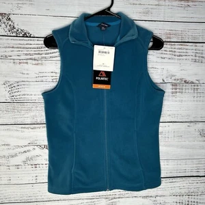 New Lands End Polartec Aircore 100 Full-Zip Fleece Vest Turquoise Womens Size XS - Picture 1 of 9