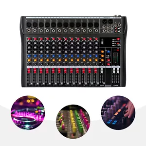 12 Kanal Audio Mixer mit USB Bluetooth Mischpult Soundkarte 48 V Phantomspeisung - Bild 1 von 12