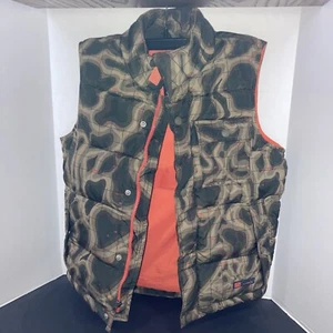 GAP Kids Boys Size 8 Green Camo Orange Puffer Zip Vest Super Cute Slightly Used - Picture 1 of 6