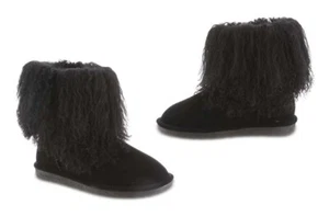 Bearpaw Boo Women Furry Shearling Wool Black II Boots New In Box 1854W 011 - Picture 1 of 5