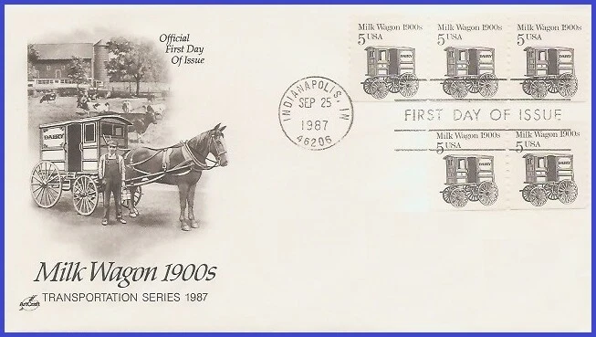 USA5 #2253 Pl #1 U/A ARTCRAFT FDC PNC3  Milk Wagon - Image 1 of 1