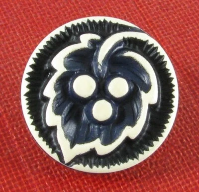 Vintage Painted & Buffed Celluloid Button, Stylized Plant Life - Image 1 of 2