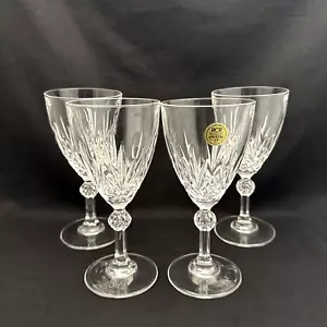 Royal Crystal Rock (RCR) Crystal Clear Wine Glasses 6 3/8" Tall, Set of 4 - Picture 1 of 6