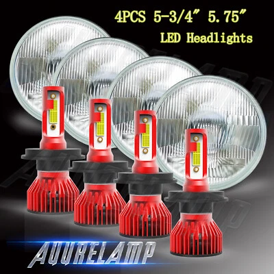 5.75 5-3/4 Round LED Headlights 4PC For Cadillac DeVille Eldorado 62-1974 - Image 1 of 4
