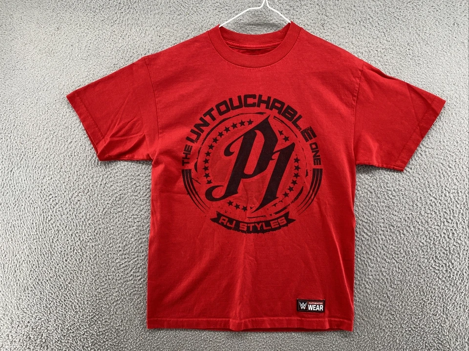 WWE Authentic AJ Styles Untouchable P1 Double Sided Hard To Follow Shirt Size M - Image 1 of 4