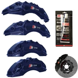 4x PLASTIK Audi S line Scheibenbremse Bremssattel Abdeckung Haltbar + SILIKON - Imagen 1 de 5