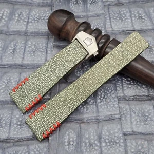 22mm/18mm Polished Stingray Leather Watch Band Minimalist Design Exotic Leather - Picture 1 of 10