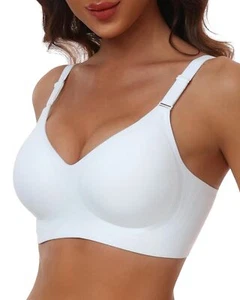 Wirefree Full Coverage Plus Size Seamless Bra for Women White M - Picture 1 of 6