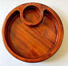 Julie Pomerantz Vintage Elegant Teak Brown Wood Chip And Dip Bowl Plate Tray