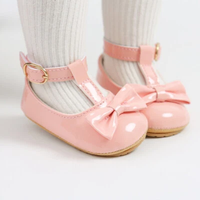 Infant Baby Girl Spanish Style s Mary Jane Bowknot Rubber Shoes Pram Shoe - Image 1 of 4