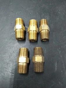 (Lot of 5) 33325-02-02 Brass Pipe Hex Nipple Male 1/8 NPT to Male 1/8 NPT - Picture 1 of 1