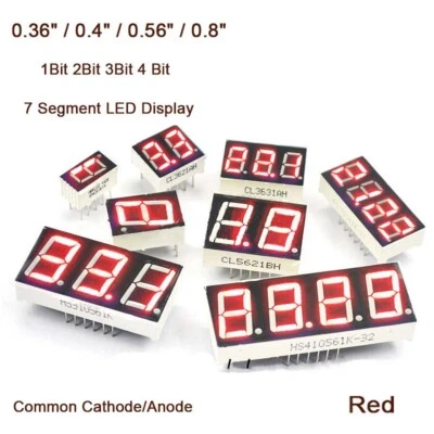 0.36"/0.4"/0.56"/0.8" Red 7 Segment LED Display Common Cathode/Anode 1/2/3/4 Bit - Image 1 of 4