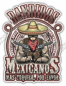 Mexican Bandit Man Gun Sombrero Mexico Car Bumper Vinyl Sticker Decal 4"X5" - Picture 1 of 1