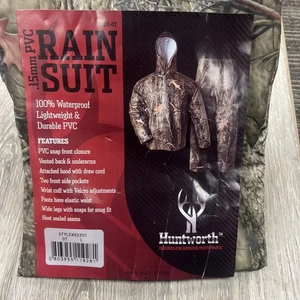 Huntworth .15mm Large Lightweight Waterproof PVC Camouflage Rain Suit Oak Tree - Picture 1 of 3