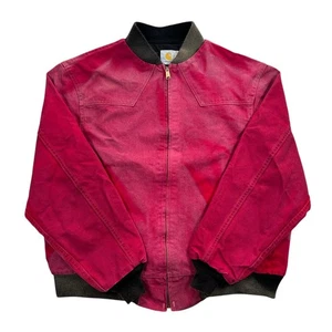 Vintage Carhartt Sun Faded Red Santa Fe Full Zip Work Wear Jacket Men's Size 2XL - Picture 1 of 10