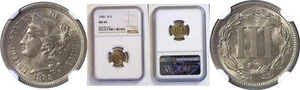 1888 3CN Nickel Three Cent NGC MS-65 - Picture 1 of 3