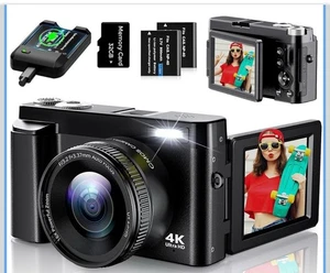Fotocamera Digitale 4K per Fotografia, UHD Autofocus 48MP 180° Flip Screen 16X - Foto 1 di 7