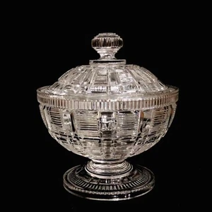Baccarat Old Engraved Bonbonniere Large Lid Clear Glass Used Rare - Picture 1 of 8
