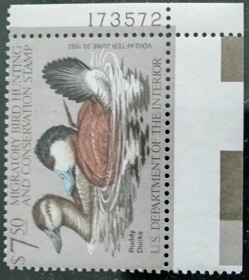 US Duck Stamp RW48 plate block single MNH OG, XF, Fresh, Bright colors - Image 1 of 2