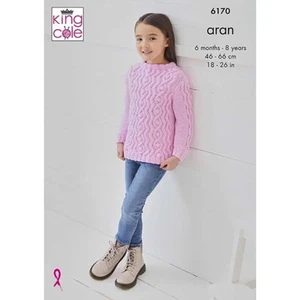 King Cole Pattern Sweater, Cardigan & Waistcoat Knitted in Comfort Aran 6170 - Picture 1 of 2