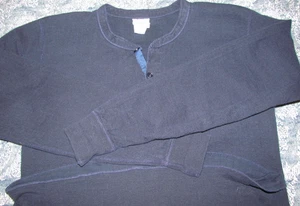 Vintage LL Bean Mens Medium Navy blue River Driver Henley Long Sleeve shirt Wool - Picture 1 of 11