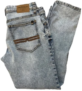 Buffalo David Bitton Light Wash Jeans Size 34 X 32 Evan -X Slim Straight Stretch - Picture 1 of 10