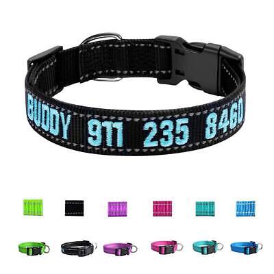 Custom Embroidered Personalized Dog Collar Nylon Adjustable Name Number Durable • 14.87$
