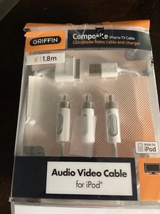 New GRIFFIN RCA 72” 6’ 1.8 m Composite A/V Audio Video Cable Cord For iPod TV - Picture 1 of 4