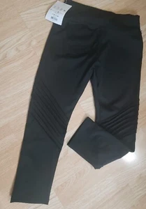 Women size M contrast knee black capri sculpting high waist yoga pipe leggings - Picture 1 of 6