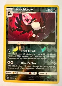 Pokemon Honchkrow 79/145 2017 Rare SM Guardians Rising Pokemon TCG Rev Holo LP - Picture 1 of 2