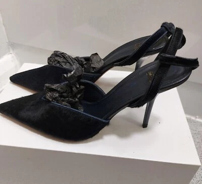Hugo Boss Katlin Slingbacks Talla UK 5 Azul Pelo de becerro Suela de Cuero PVP £598 Nuevo Foto 1 de 4