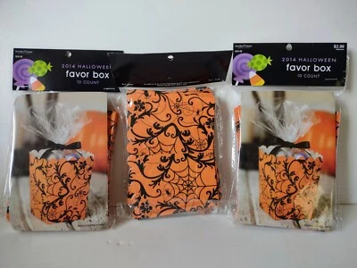 Halloween 10 Count Favor Boxes Lot Of 3  Orange & Black Spider Webs 2014  - Image 1 of 3
