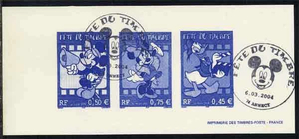 WALT DISNEY / 2004 FRENCH PROOF MICKEY MOUSE - DONALD DUCK - PICTURE POSTMARK - Image 1 of 1