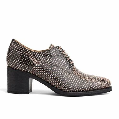 BOMBA OXFORD OFICINA DE ANGELA SCOTT MISS BOTÓN NEGRO ROSA ESTAMPADO SERPIENTE 36.5 6.5 M Foto 1 de 4