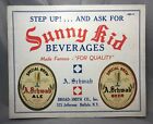 1930s IROQUIOIS Beverage SUNNY KID Schwab BEER Label Advertising SIGN Buffalo NY