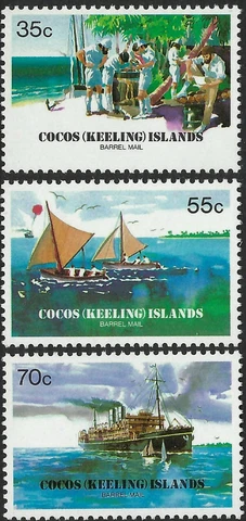 1984 Cocos Keeling Islands SG# 111-113 75th Barrel Mail set of 3 Mint MUH MNH Cover