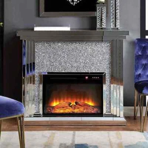 Crushed Diamond Mirrored Fireplace Glass Sparkly Glitter Furniture Venetian - Picture 1 of 1