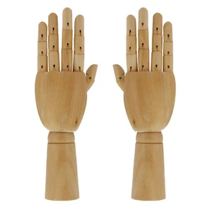 Wooden Manikin Hands 8" or 12" LEFT RIGHT or PAIR Artist Sketching Aid Mannequin - Picture 1 of 8