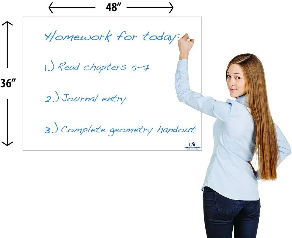 USI Opti Clear Dry Erase Whiteboard Roll for Walls, 36" x 48". Wipes 100% Clean!